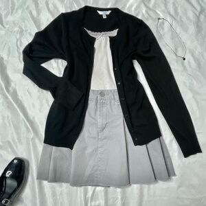 Grey Pleated Mini Skirt